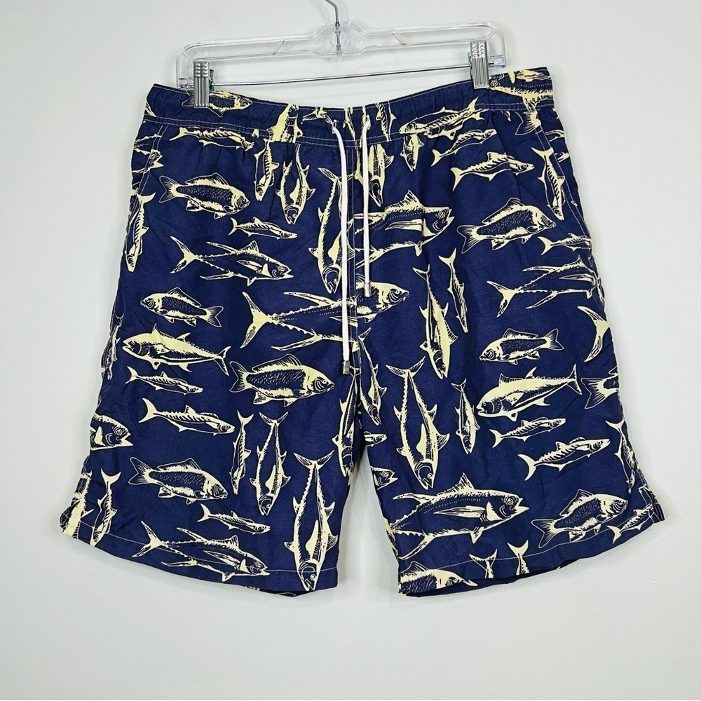 Peter Millar Navy Seaside “Fish” Regular Swim Trunks L